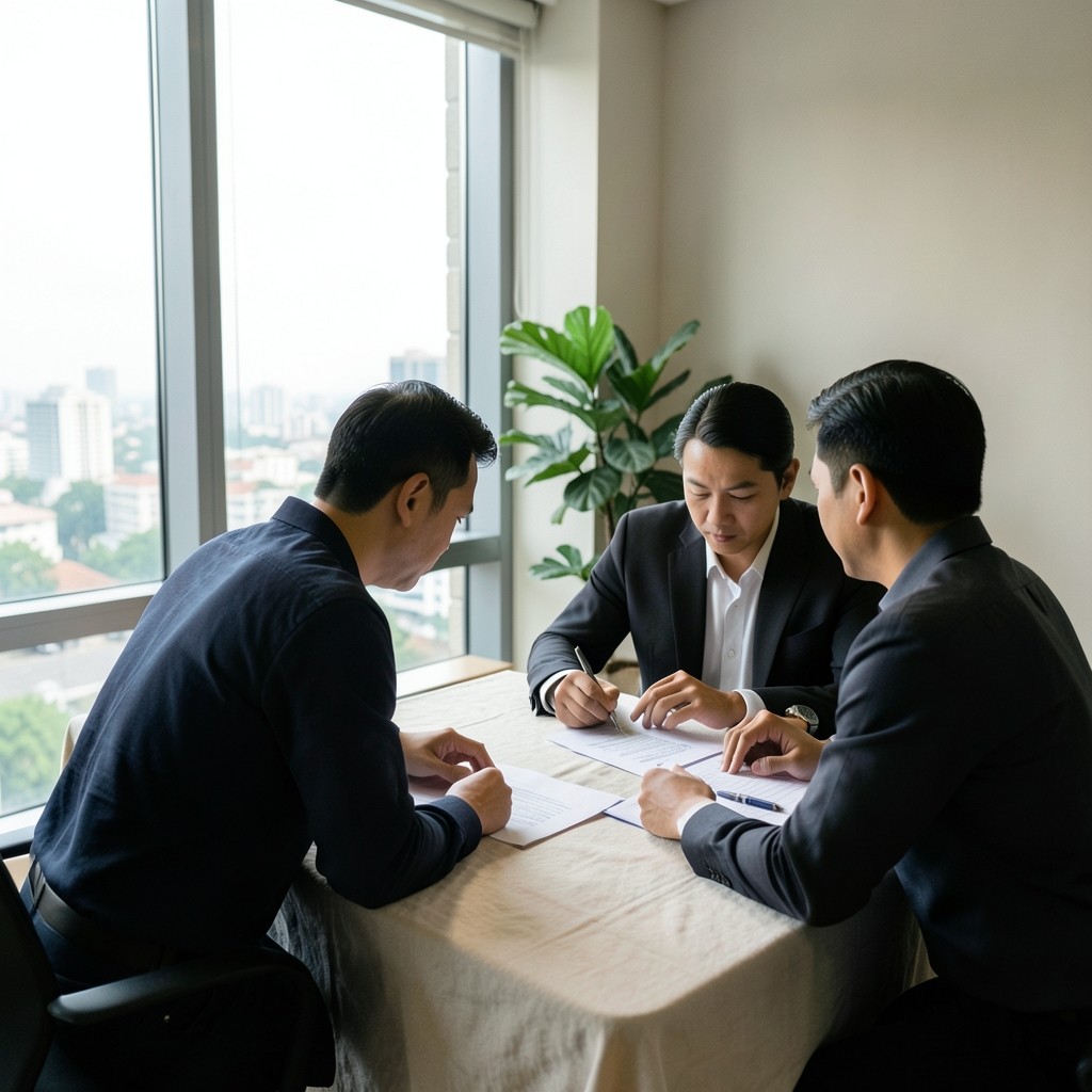 Glowworkbase analysts reviewing enrollment materials in a Bangkok office